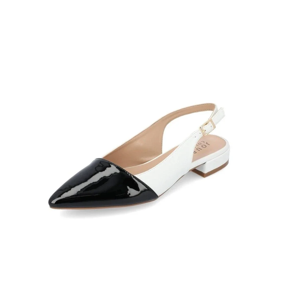 Journee Collection Womens 7.5 M White Bertie Slingback Flats NIB RJ0